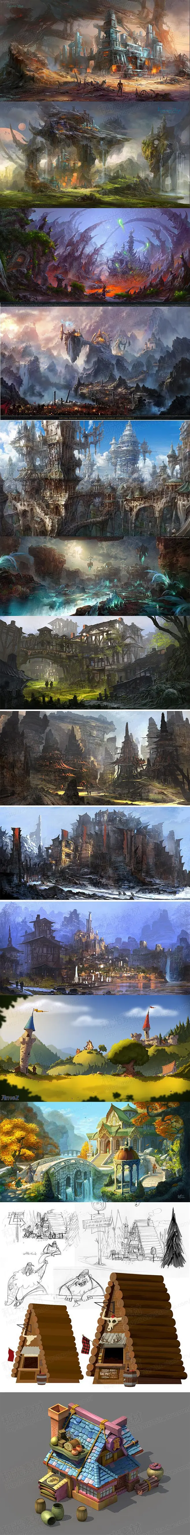震撼【原画集】动画场景 氛围 Q版场景 场景建筑 游戏素材 CG图集-花瓣网