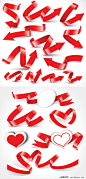 多款红色喜庆丝带绸带矢量素材 - 素材中国16素材网