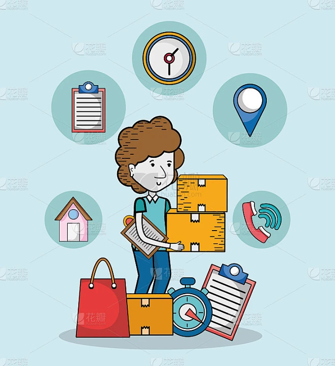 Delivery and courier cartoons图片_其他图片图片素材-花瓣网