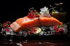 鲜香的海鲜刺身拼盘三文鱼摄影图片