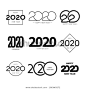 Set of 2020 happy new year signs. Collection of 2020 happy new year symbols. Vector illustration with black holiday labels isolated on white background.