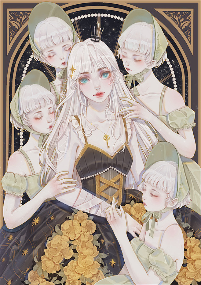 少女#手绘#  插画师：夜阑小米/ 菻七