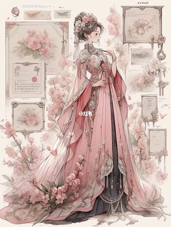 国风汉元素礼服裙｜粉色系！-花瓣网