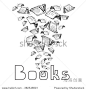向量的速写本上飞过的字母“O”在“书”这个词。文学图书馆的书的概念-教育,物体-海洛创意(HelloRF)-Shutterstock中国独家合作伙伴-正版素材在线交易平台-站酷旗下品牌