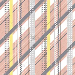 无缝矢量几何图案。粉红色无尽的背景与线，点，条纹，之字形，对角线。图解说明。印刷封面，织物，包装，网