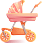 写实噪点母亲节场景插画-婴儿车