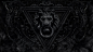 General 1920x1080 digital art dark metal door face lion triangle decorations monochrome Gothic