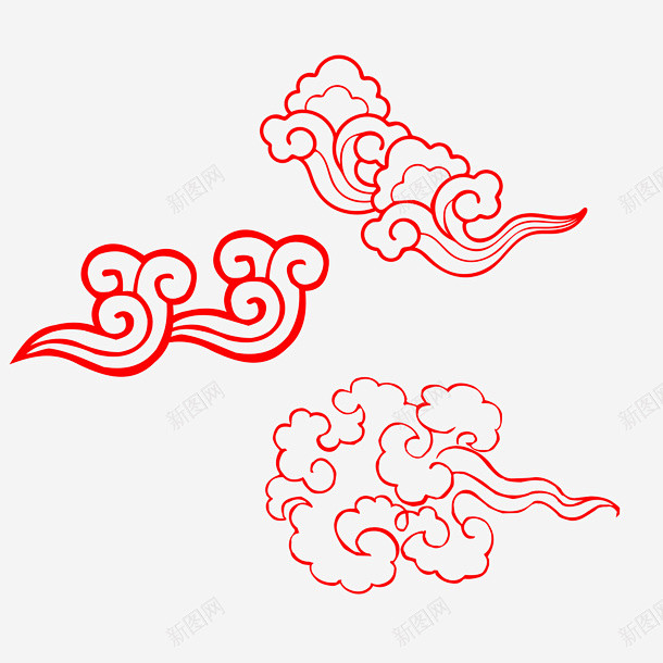 祥云红色祥云复古元素装饰图案中式元素 创...