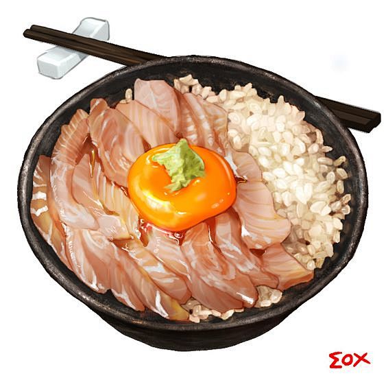 #食べ物 ヒラメ漬け丼 - 摸摸のイラス...