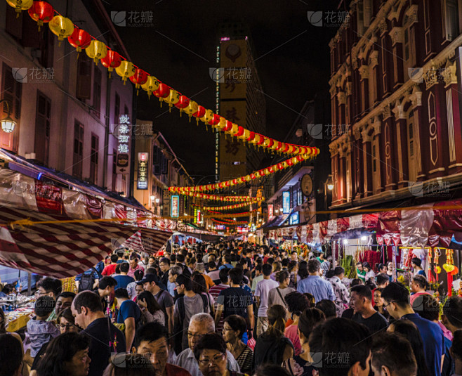 春节,牛车水,新加坡市,新加坡,夜市,街...
