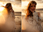sunset girl Fastion water sea hair wind beach warm colors freedom