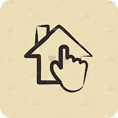 Icon聪明的家。适用于生态符号。手绘风格。简单的设计可以编辑。设计模板