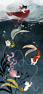 Purrmaids Art Print