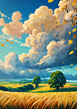 01472-3397275537-pure scenery,golden yellow as the theme,(((fresh))),((hayao miyazaki painting style)),((beautiful scenery_1