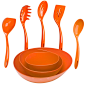 Spice 5-piece Kitchen Utensil Set & Moso Serving Bowls : <B>This set will add elegance and fun to your table!</B><li>Biodegradable Moso dinnerware is made with 75% bamboo.</li><UL><LI>A natural material with the sle