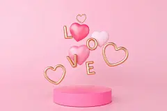 C4D情人节214浪漫唯美爱心气球爱心背景214浪漫情人节