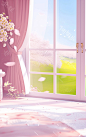 3d frame of princess home decor, in the style of lush landscape backgrounds, pink, blurred, dreamlike atmosphere, windows xp, glazed surfaces, organic material