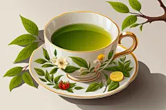 手绘文艺嫩绿芬芳茶香茶叶插画