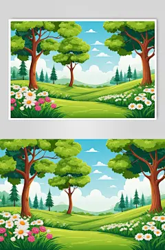 AI数字艺术春季春天风景插画背景图