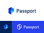 Passport Reject startup app blue branding brand city parking transit travel data p logo