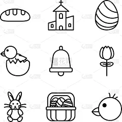 bundle easter set line icons