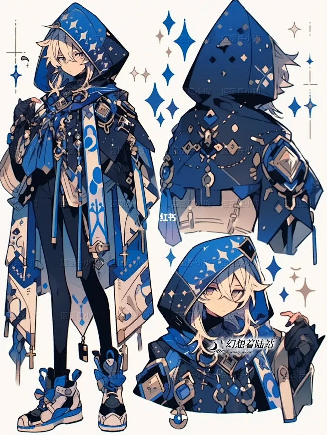 人设｜服设蓝色系骑士服图片_次元人设图片素材-花瓣网