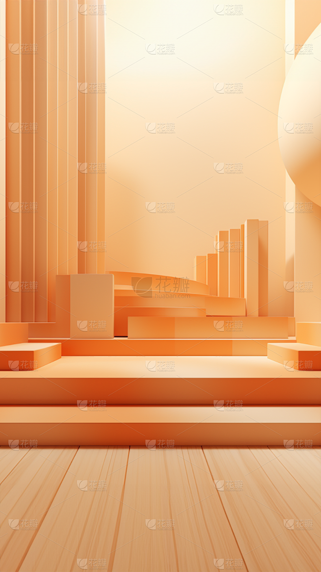 3D立体三维空间金色背景