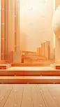 3D立体三维空间金色背景