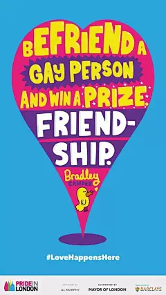 这些心形主题的海报，是纪念英格兰及威尔士地区同性恋部分合法化50周年，每一张都做得很不错