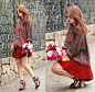 Chicwish Rosette Skirt, The Layers Sheer Striped Socks, Dolce & Gabbana Velvet Mary Jane Heels