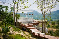 山,梯田,白色,水平画幅,无人,夏天,户外,草,泰国