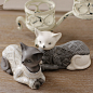 精美陶瓷手工艺品家居毛衣小对猫装饰品摆件 欧式简约客厅装饰物