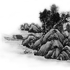 古风水墨山水免扣素材