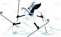 狗,滑雪运动,雪堆,巨大的,卡通,雪,动物,腊肠犬,剪影