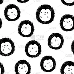 矢量无缝模式与刺猬。这幅漫画的风格。用手画