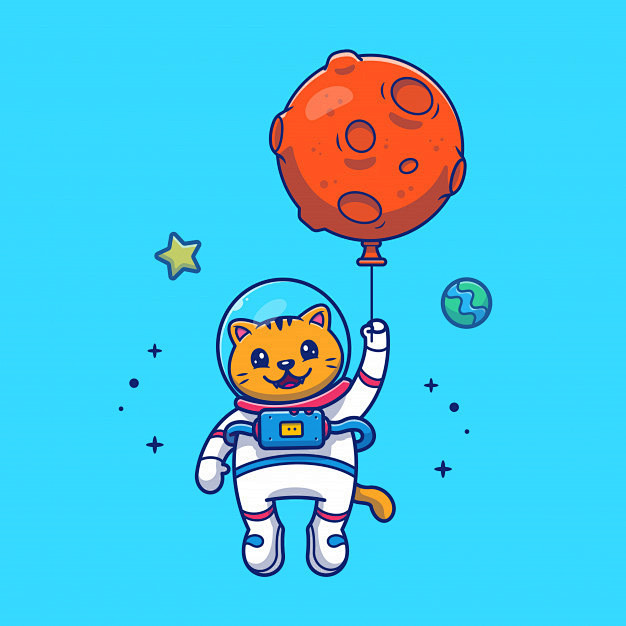 坐在月亮上的宇航员人物卡通矢量素材插画设...