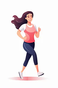 扁平化锻炼时尚奔跑人物插画