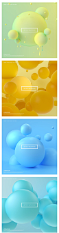 C4D风络潮流液体色彩3D立体几何球形元素空间海报PSD设计素材