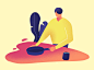 A cook, a speaker and, oh wait... A plant ! : Still inspired by Gal Shir.

Working on a few illustrations of life scenes with a speaker.