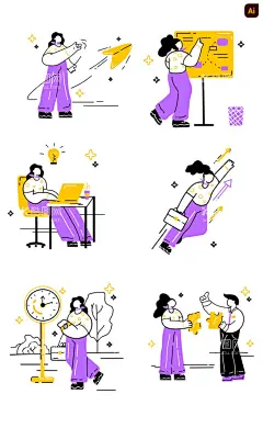商务人物  - 源文件下载【酷图网】商务人物,互联网人物,商务人物插画,营销人物,市场人物,销售,线性商务人物,办公人物,职场人物,个性人物,矢量人物,线性人物,人物素材,人物插画,工作人物,