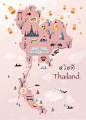 扁平风泰国地图