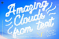 蓝天白云天空浮云文字云层云朵标题字体特效设计ps动作插件模板下载_颜格视觉