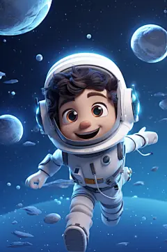 AI数字艺术Q版太空宇宙宇航员模型