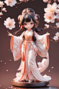 Q版国风少女卡通汉服人物模型图片