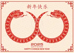 2025新年蛇年春节创意窗花剪纸风元素插画图案海报Ai矢量设计素材-淘宝网