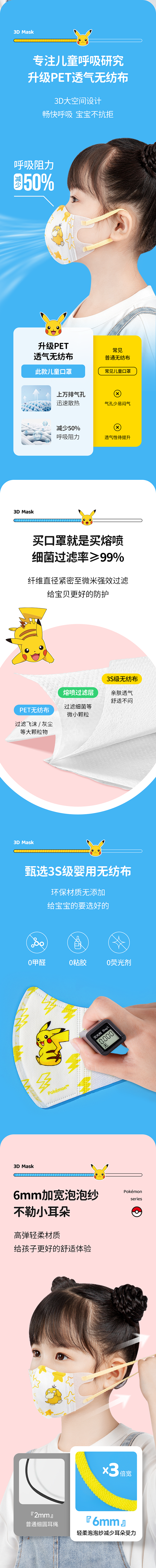 爱康尼X宝可梦联名款儿童口罩商详X2详情...
