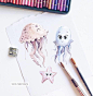 创意画廊超萌的水彩卡通插画 | Ins：yanetskaya_art ​​​​