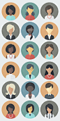 Face Icons in a Flat Style : Minimalistic Icons in a Flat Style