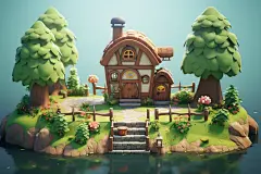 立体露营游戏地图元素模型图片