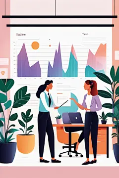 AI数字艺术扁平风商务办公场景插画-众图网